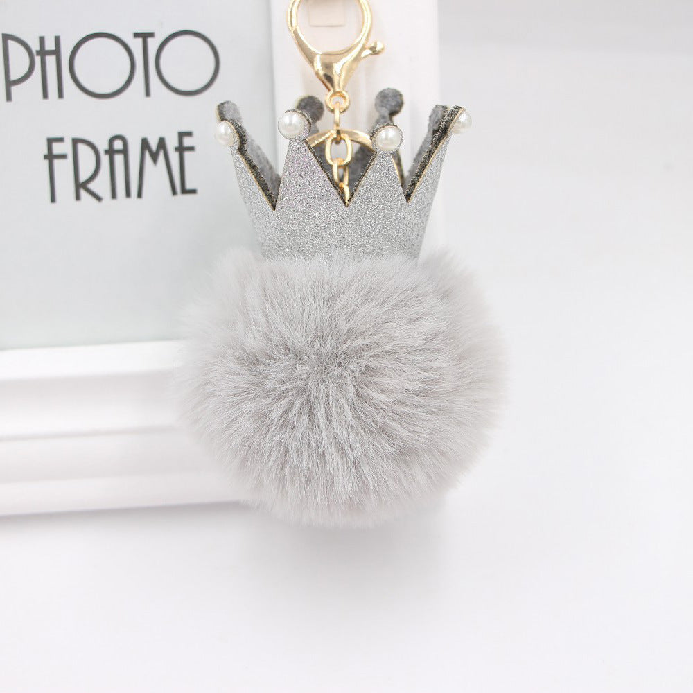 Wholesale 3D Crown Pom Pom Keychain